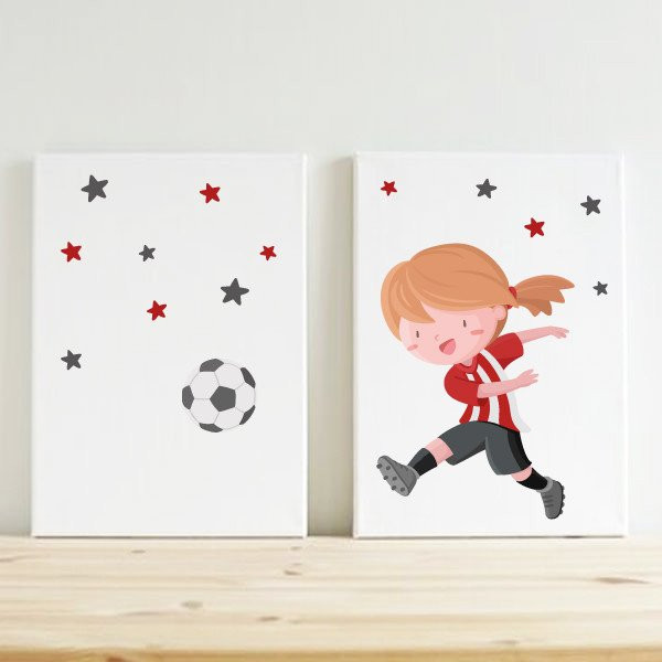 Pack de 2 quadres personalitzables - Nena jugadora de futbol. Athletic