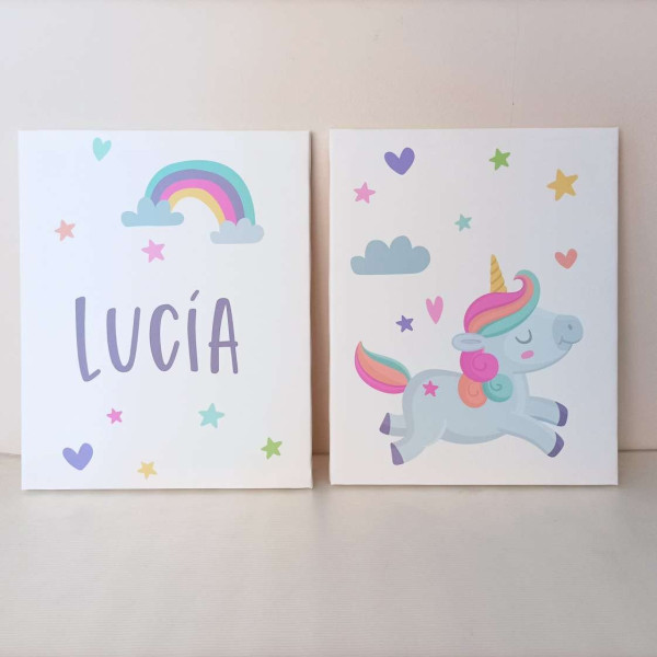 Tableaux décoratifs pour filles. Licorne magique