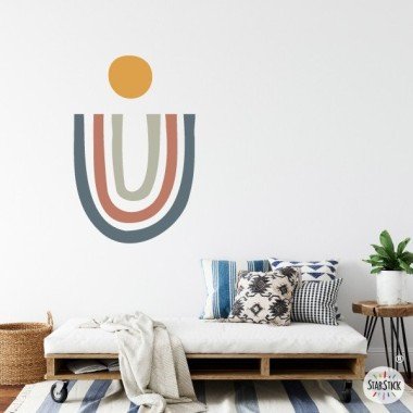 Sticker décoratif pour la maison - Arc-en-ciel et lune - Décoration murale