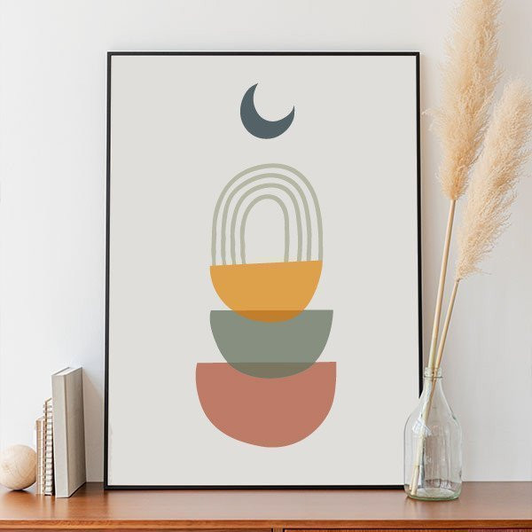 Lámina decorativa - Monte y luna - Decoración hogar