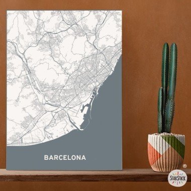 Peinture décorative - Carte Barcelone - Décoration maison