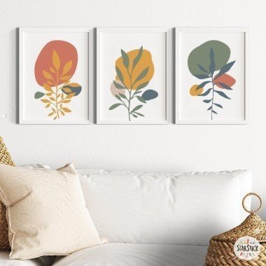 3 decorative prints - Natural plants - Designer paintings and canvases