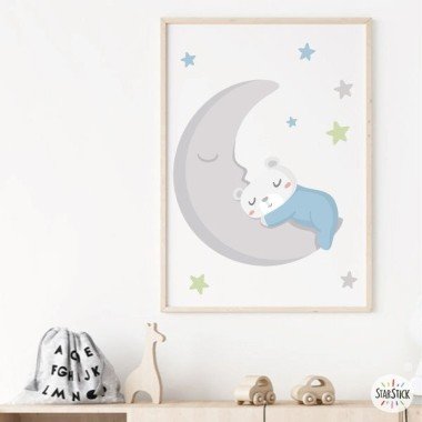 Lámina decorativa infantil - Osito en la luna