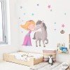 Vinilo para niñas princesa y caballo. Rosa fucsia - Vinilos decorativos para niñas