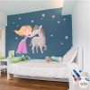 Vinilo para niñas princesa y caballo. Rosa fucsia - Vinilos decorativos para niñas