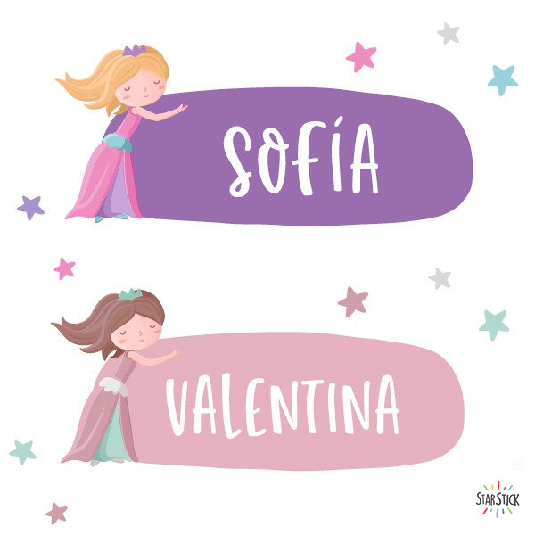 Vinilos infantiles personalizados con nombre - Princesa - Decoración infantil