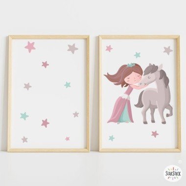 Pack of 2 decorative sheets - Princess and horse
