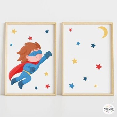 Pack de 2 láminas de cuadro decorativas - Superhéroe StarStick