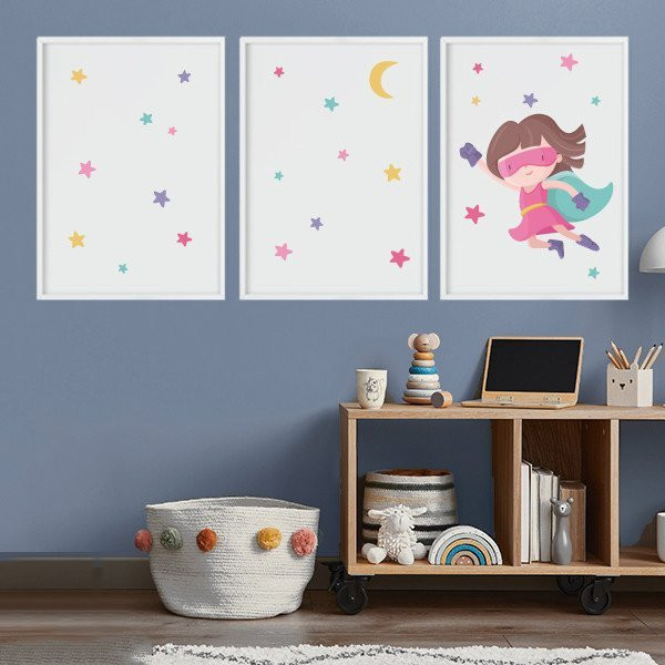 3 customizable children's paintings - StarStick Superheroine