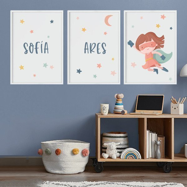 3 tableaux enfant personnalisables - StarStick Superheroine