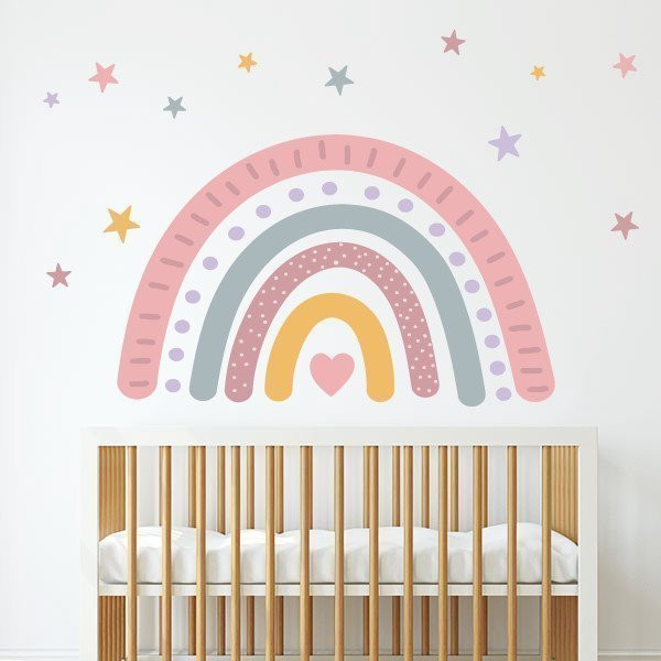 Children's vinyl Rainbow with heart - Decorative vinyl for girls