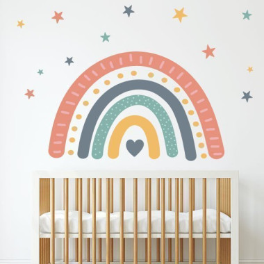 vinilos niña arcoiris corazon decoracion infantil habitacion bebe estrellas colores starstick