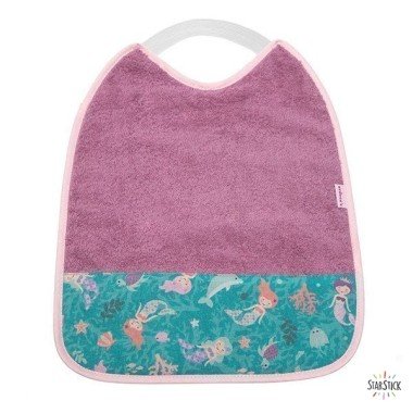 Terrycloth bib with elastic – Mermaids and dolphins