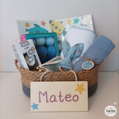 Cesta regalo para bebés - Canastilla Welcome Baby - Azul