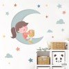 Children's decorative vinyl - Girl on the moon - Decoration for girls