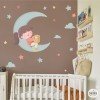 Children's decorative vinyl - Girl on the moon - Decoration for girls