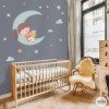 Children's decorative vinyl - Girl on the moon - Decoration for girls