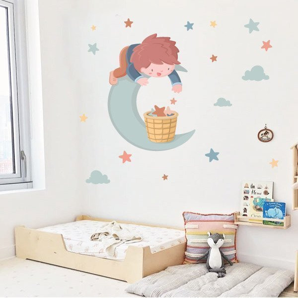 Vinils decoratius - Nen a la lluna - Decoració infantil