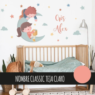 Stickers décoratifs - Enfants sur la lune - Décor idéal frères