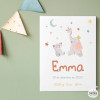 Animals touching the moon - Decorative sheet birth information