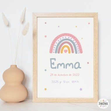 Natalicio - Pink Rainbow Model - Customizable prints for babies