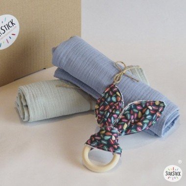 Caja regalo para bebés - Primeros mimos - Azul y mint