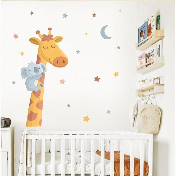 Vinilos infantiles - Jirafa con koala - Vinilos decorativos infantiles