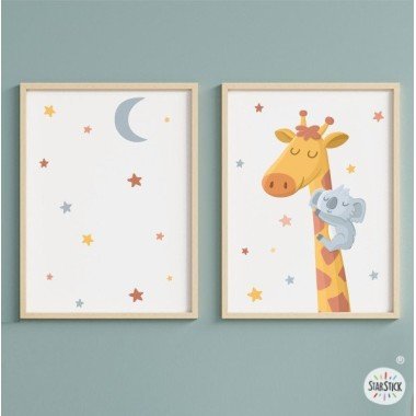 Customizable children’s prints - Giraffe with koala