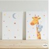2 cuadros infantiles personalizados. Jirafa con koala