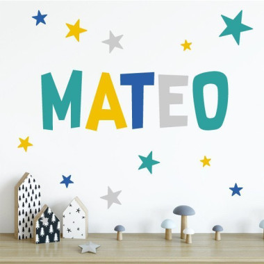 Vinilos con nombre - Combinación Mostaza - Decoración infantil personalizada