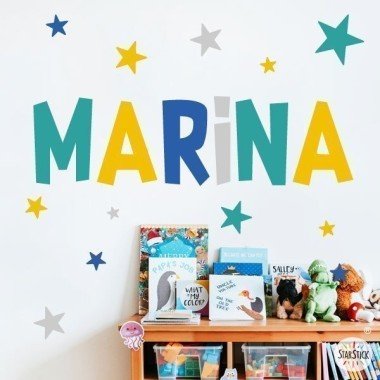 Personalize your walls with name stickers - Mustard combination