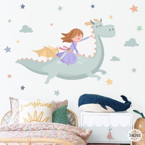Children's stickers Princess and dragon - Children's decoration for girls StarStick