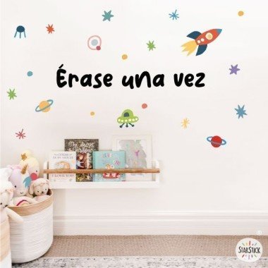Children's decoration - Once upon a time... in the space - Wall sticker with phrases