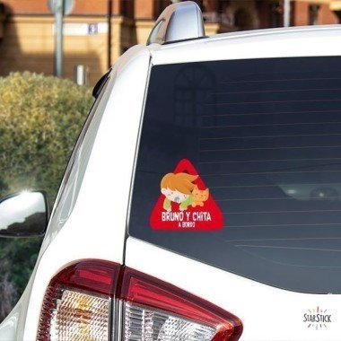 Customizable - Child and cat on board - Car stickers