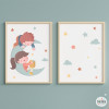 2 làmines infantils personalitzables – Nens a la lluna – Decoració infantil