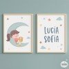 Affiches personnalisables pour enfants - Fille sur la lune