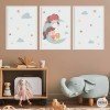 Children on the moon. 3 customizable children's paintings for children's bedrooms