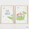 Pack of 2 personalised children’s prints – Dragon, princess and knight