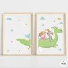 Cuadros personalizados infantiles - Dragón con princesa y caballero