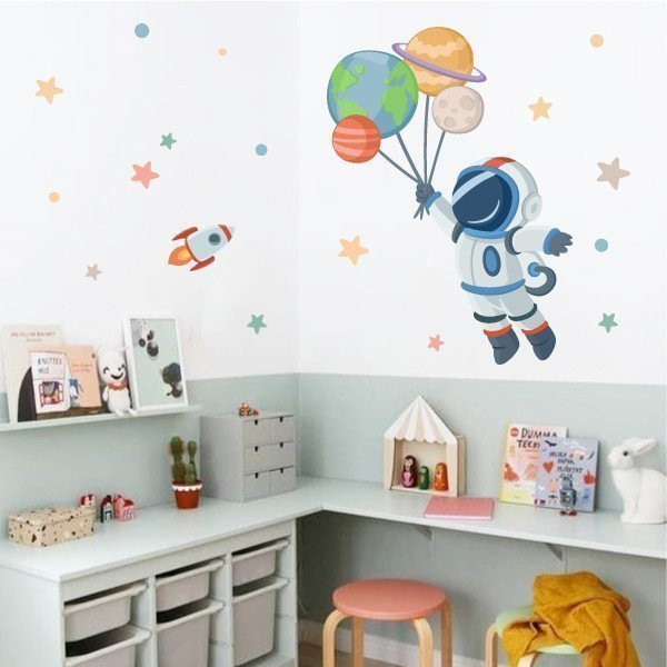 Children's wall stickers - Astronaut with planets - Children's room decoration