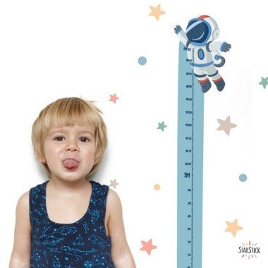 Wall sticker for kids meter - Astronaut with planets