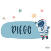 Décoration enfant personnalisée - Astronaute avec planètes - Stickers prénoms