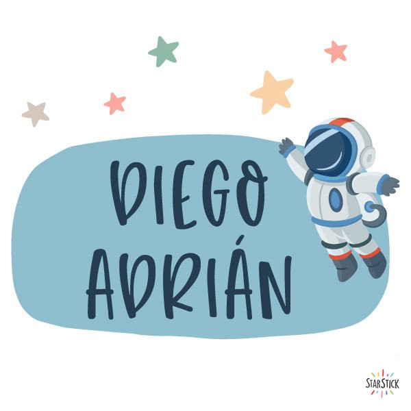 Décoration enfant personnalisée - Astronaute avec planètes - Stickers prénoms