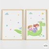 Tableaux  personnalisées pour enfants - Dragon avec 2 princesses