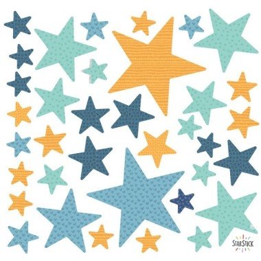 65 étoiles combinaison bleu - Stickers décoratifs