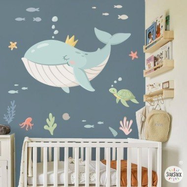 Kids Stickers - The Whale Queen Bass Sea - Baby Decor