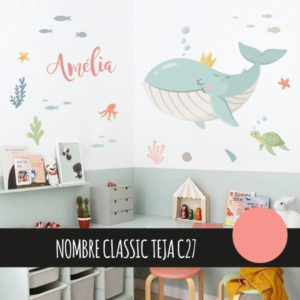 Vinilos infantiles - La ballena reina bajo del mar - Decoración para bebés