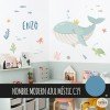 Pegatina de pared ballena bajo el mar – Decoración para habitación de bebé con ballena reina, peces, tortuga y estrellas de mar