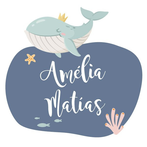 Stickers personnalisés pour enfants - La baleine reine sous la mer