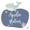Stickers personnalisés pour enfants - La baleine reine sous la mer